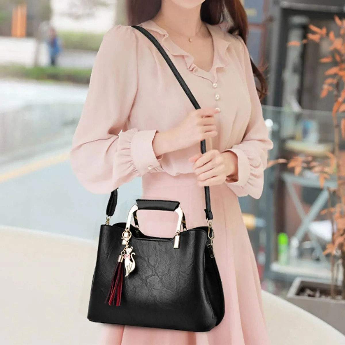 Womens Handbags and Purses Fashion Top Handle Satchel Tote PU Leather Shoulder Bags