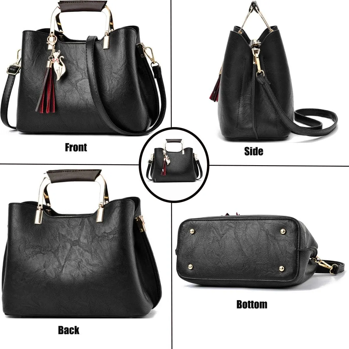 Womens Handbags and Purses Fashion Top Handle Satchel Tote PU Leather Shoulder Bags