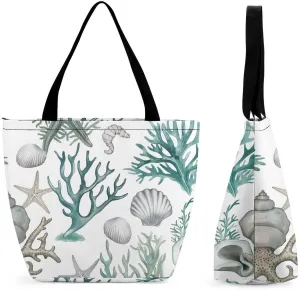 Women's Handbags Coral Reef Starfish Shopping Bag Leather Tote Bag Satchel Bags