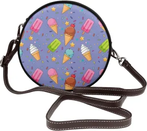 Womens Large Elegant Leather Round Shoulder Crossbody Messenger Bag Purse Bag