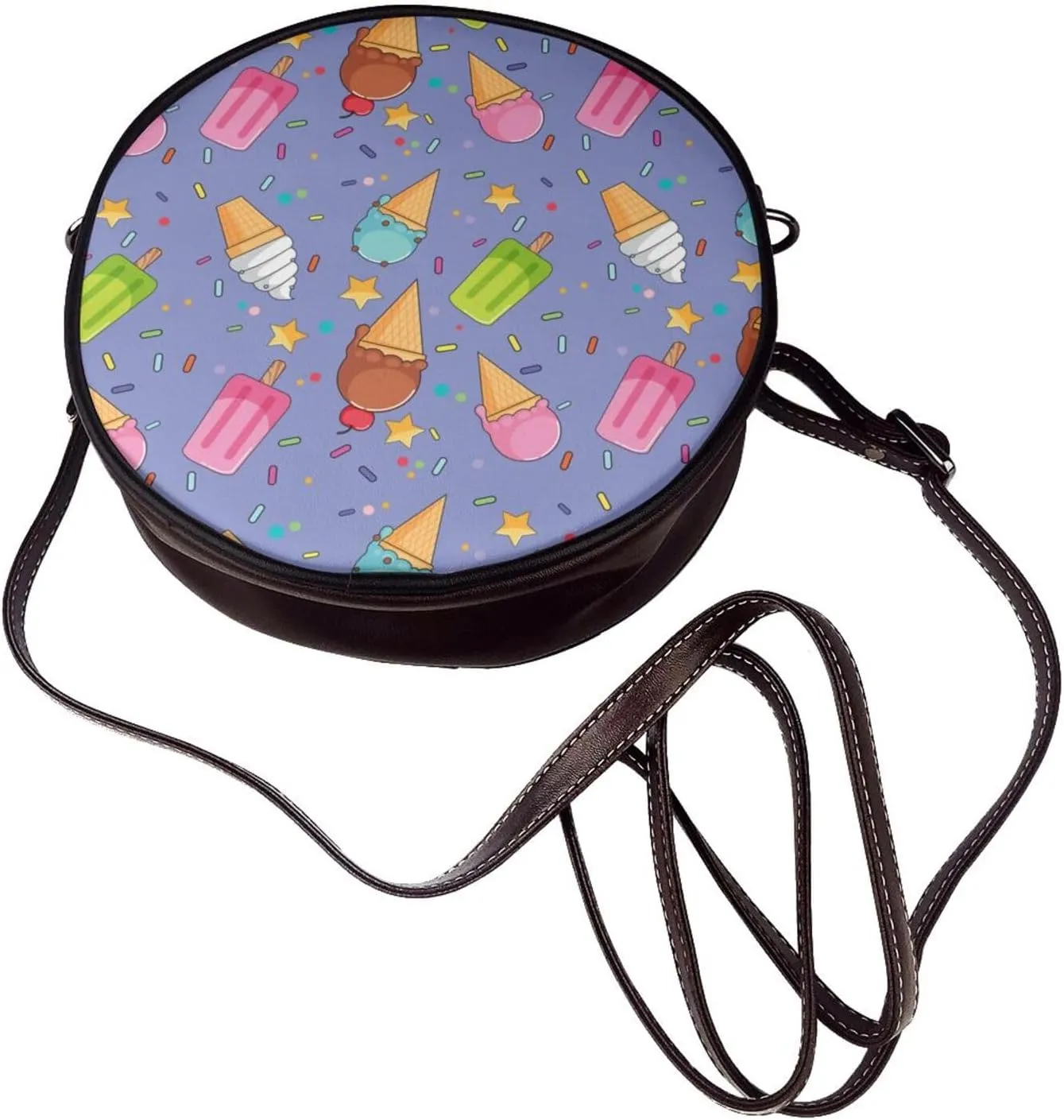 Womens Large Elegant Leather Round Shoulder Crossbody Messenger Bag Purse Bag