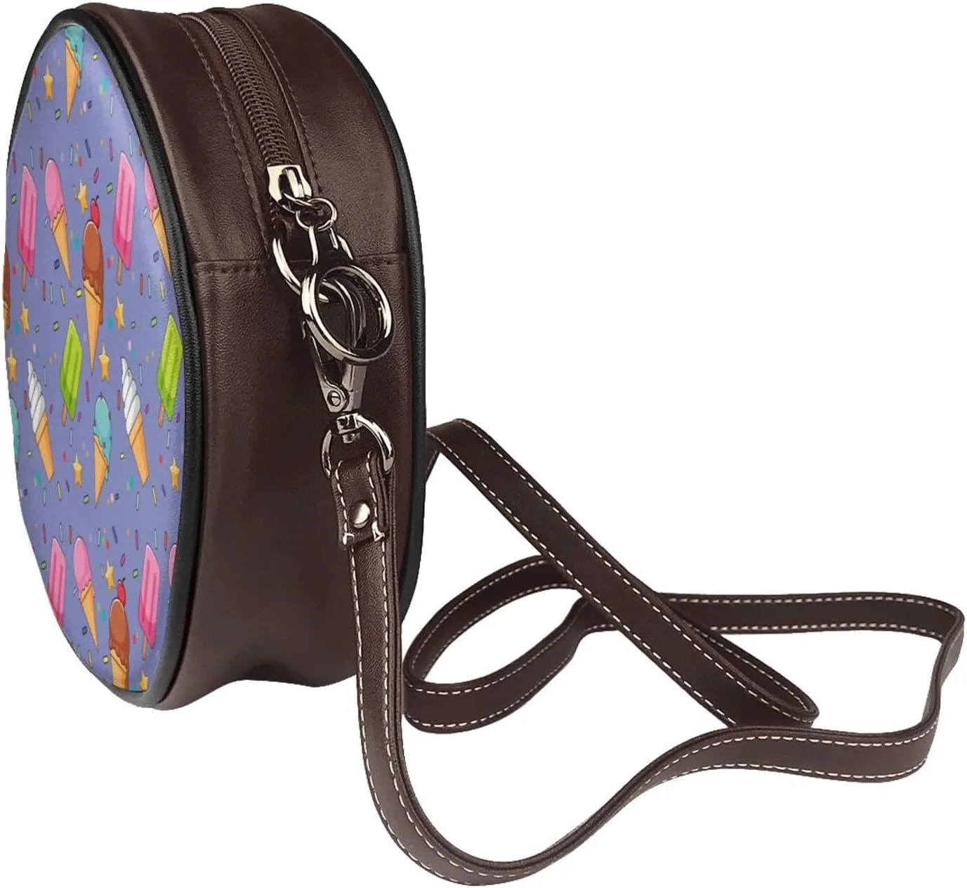 Womens Large Elegant Leather Round Shoulder Crossbody Messenger Bag Purse Bag