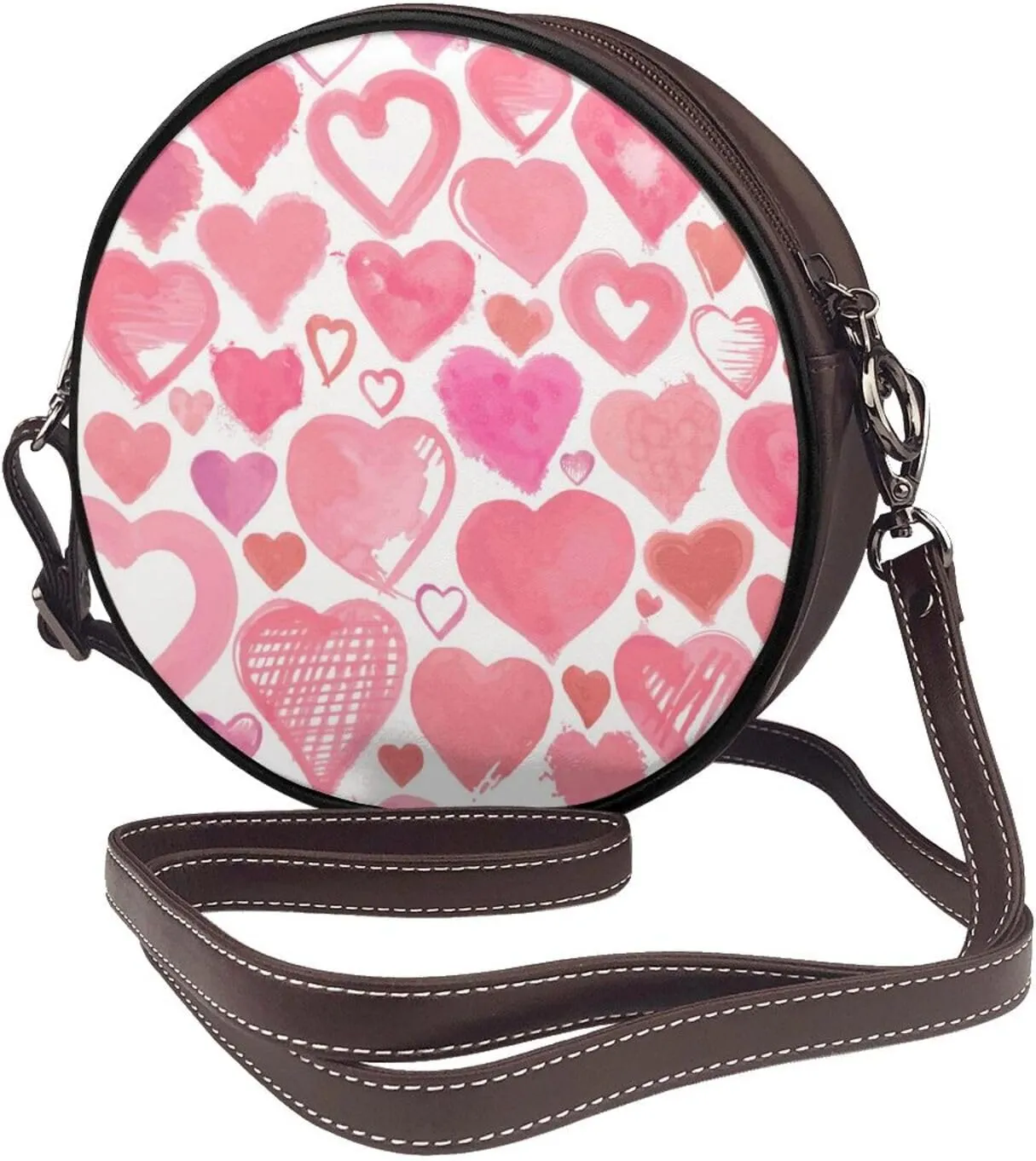Womens Large Elegant Leather Round Shoulder Crossbody Messenger Bag Purse Bag