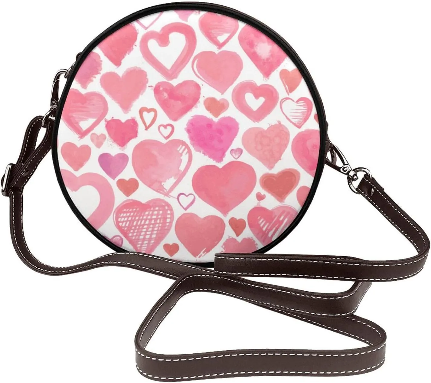 Womens Large Elegant Leather Round Shoulder Crossbody Messenger Bag Purse Bag