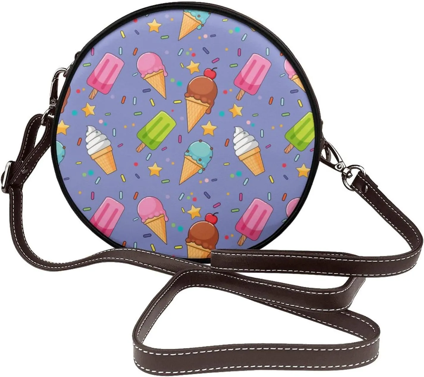 Womens Large Elegant Leather Round Shoulder Crossbody Messenger Bag Purse Bag