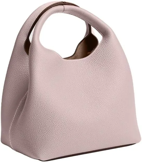 Women's Leather Commuting Bucket Bag Color-blocking Handbag Cowhide Basket Shoulder Crossbody Bag Top Handle Versatile