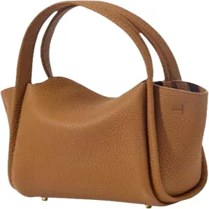 Womens Mini Cowhide Leather Bucket Bag Classic Shoulder Light Handbag Crossbody Fashion Wallet Slouchy High end Satchel