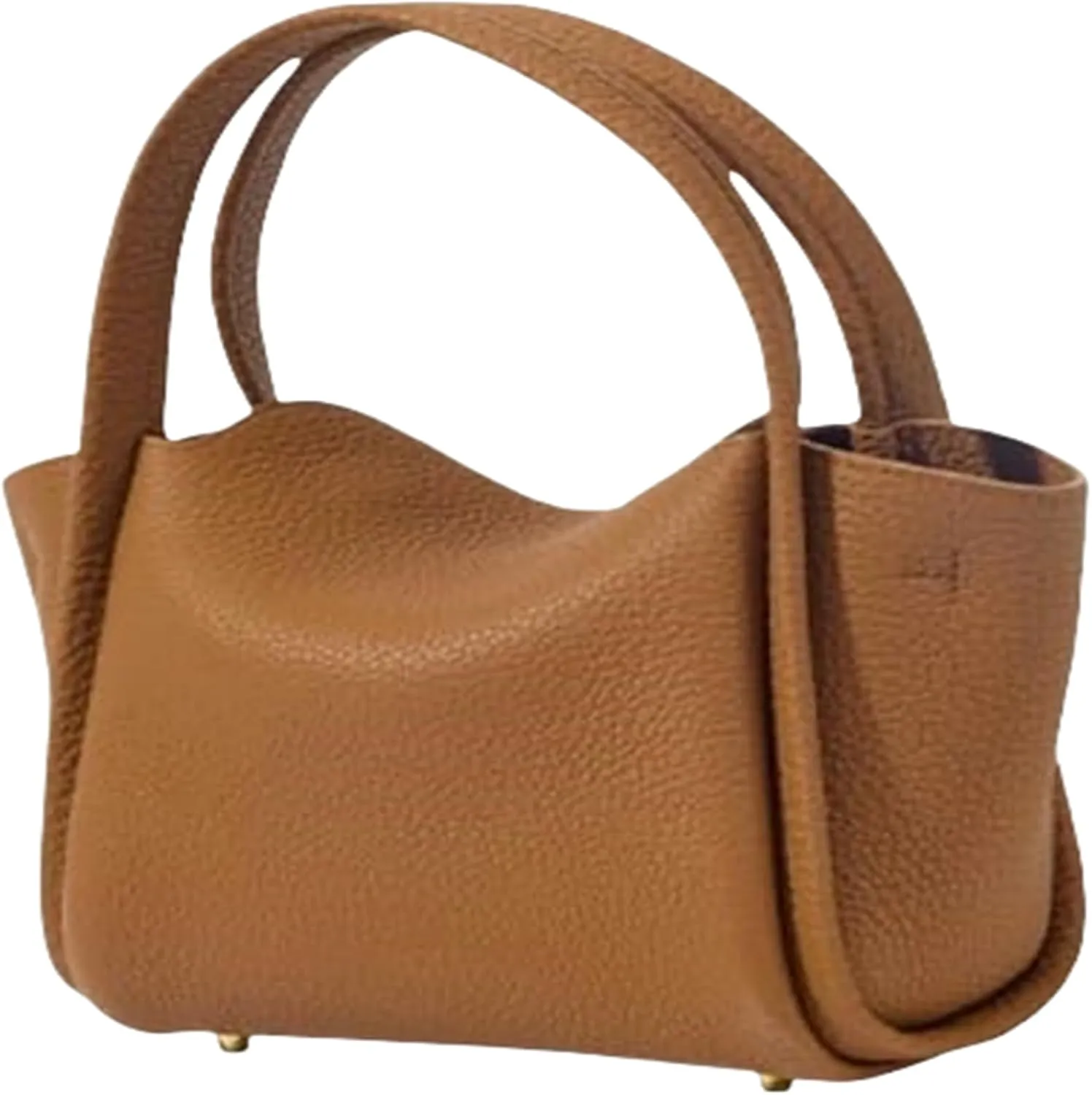 Womens Mini Cowhide Leather Bucket Bag Classic Shoulder Light Handbag Crossbody Fashion Wallet Slouchy High end Satchel