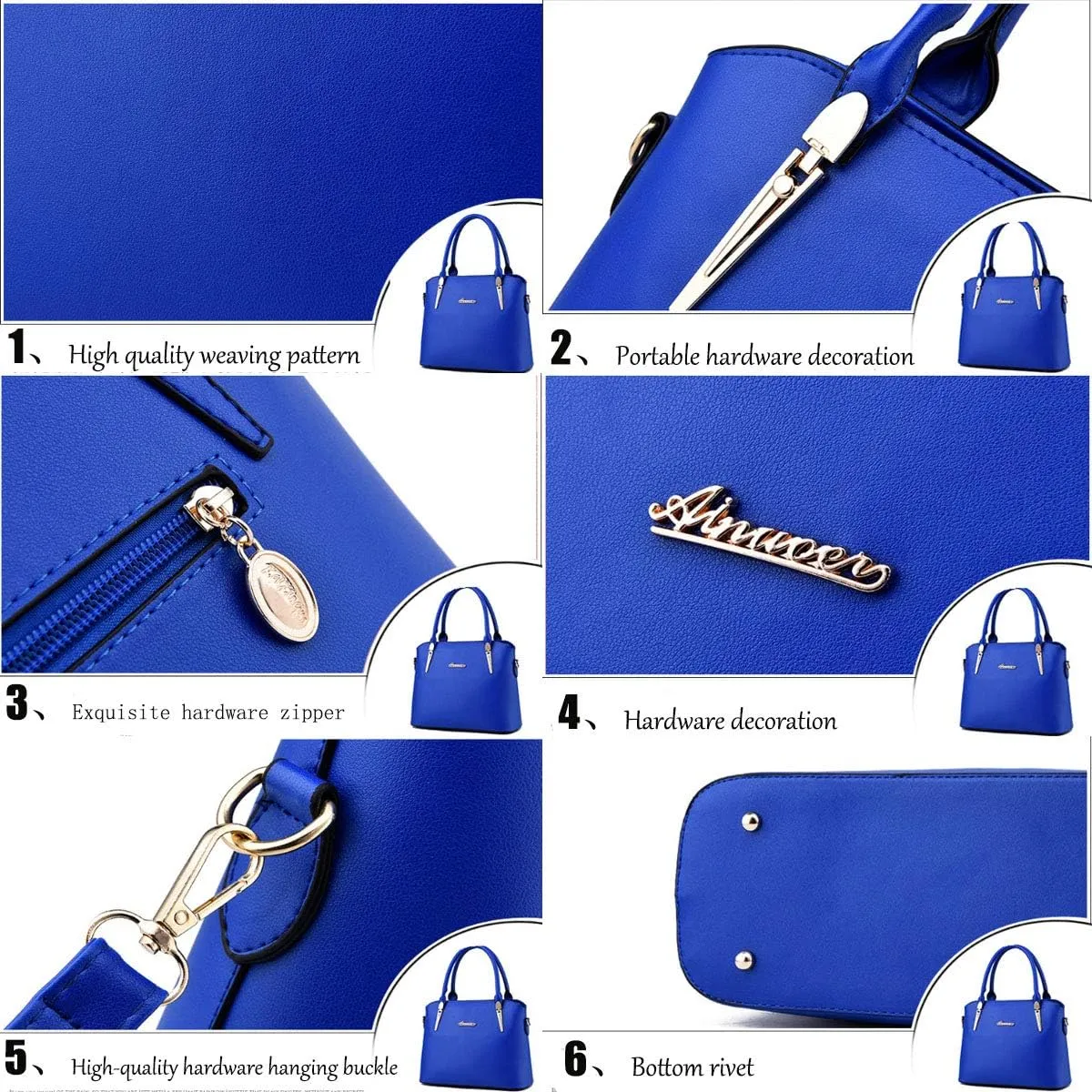 Womens Purses and Handbags Shoulder Bags Ladies Top Handle Satchel Tote Bag 3PCS