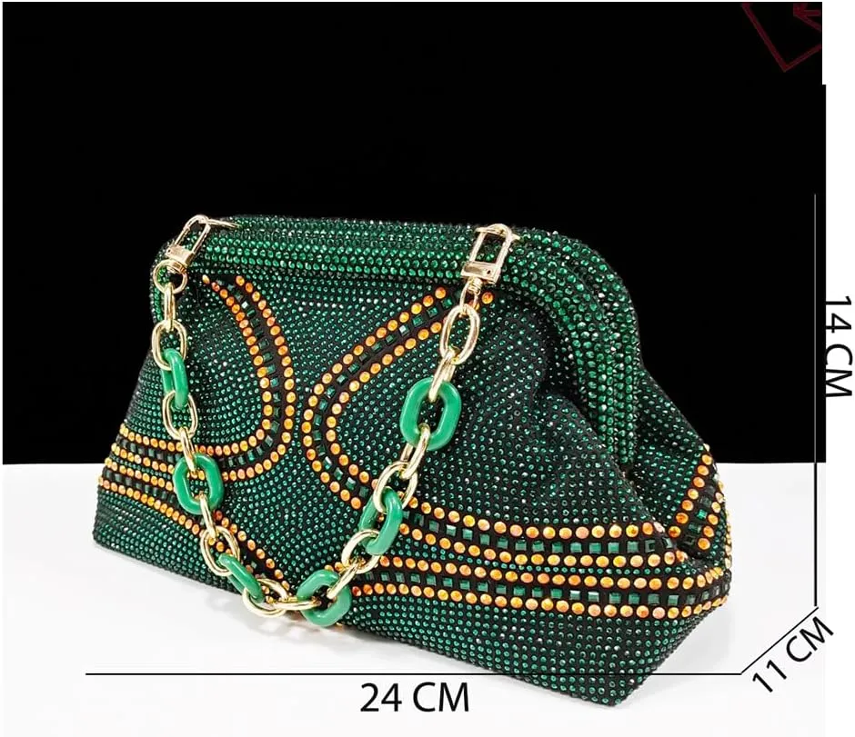 Women’S Royal EN8 Rhinestone High Heels and Matching Bag Set with Ankle Strap for Wedding