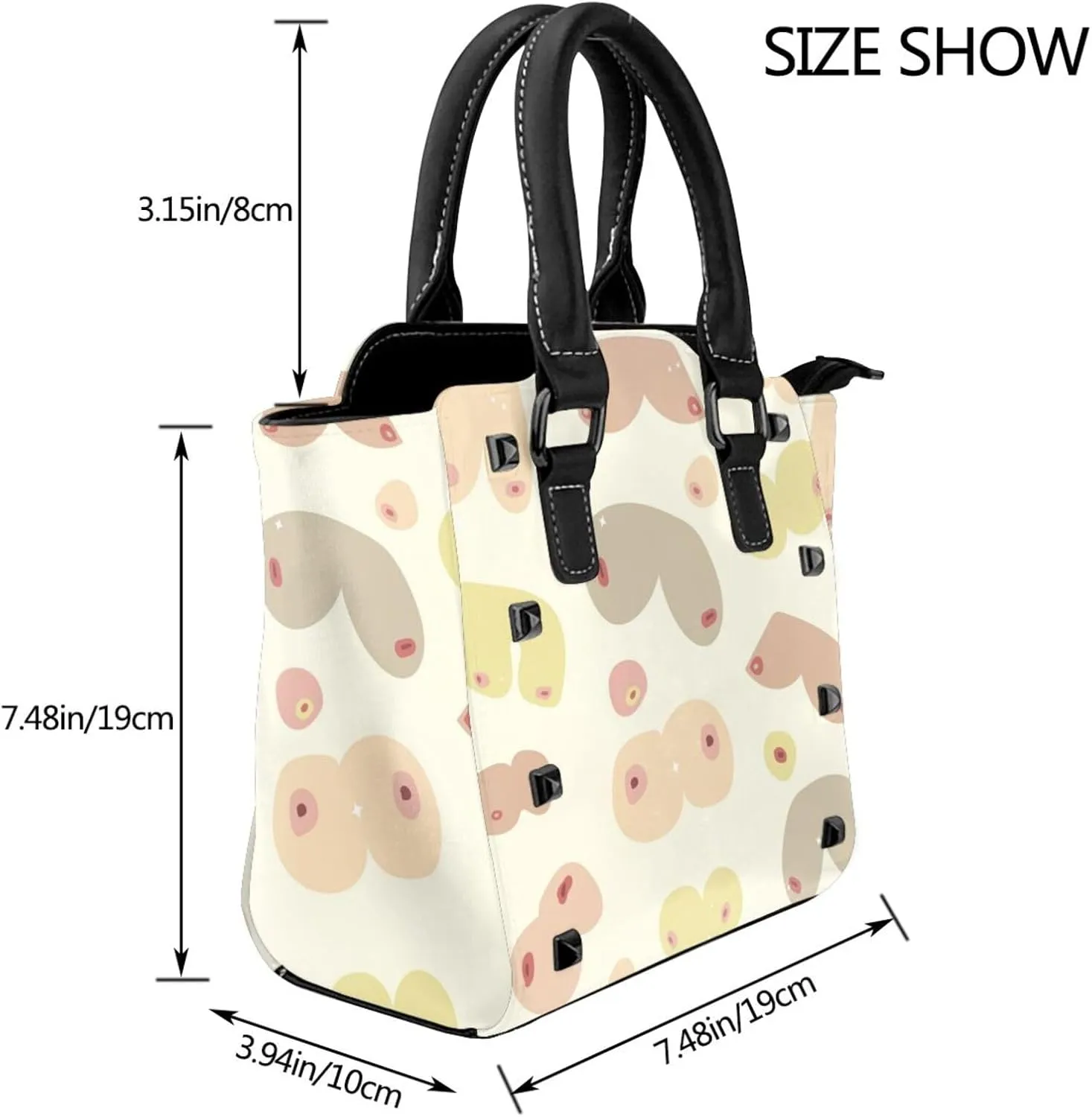 Womens Studded Tote Handbags Top Casual Shoulder Bags Satchel Purse