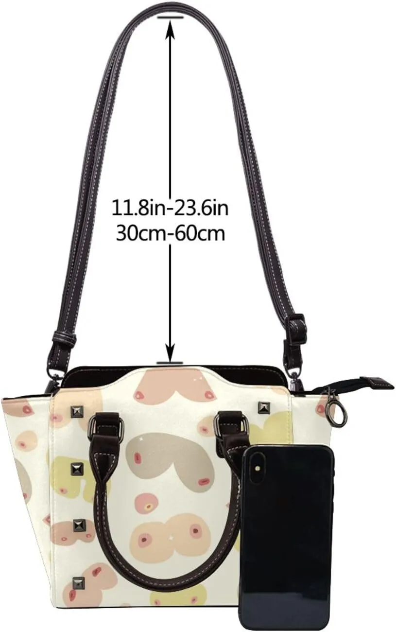 Womens Studded Tote Handbags Top Casual Shoulder Bags Satchel Purse
