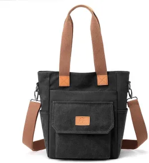Women’s Tote Handbags Vintage Purses Top-handle Satchel Shoulder Bag for Ladies with Zipper Work Shopping Travel Bag Black