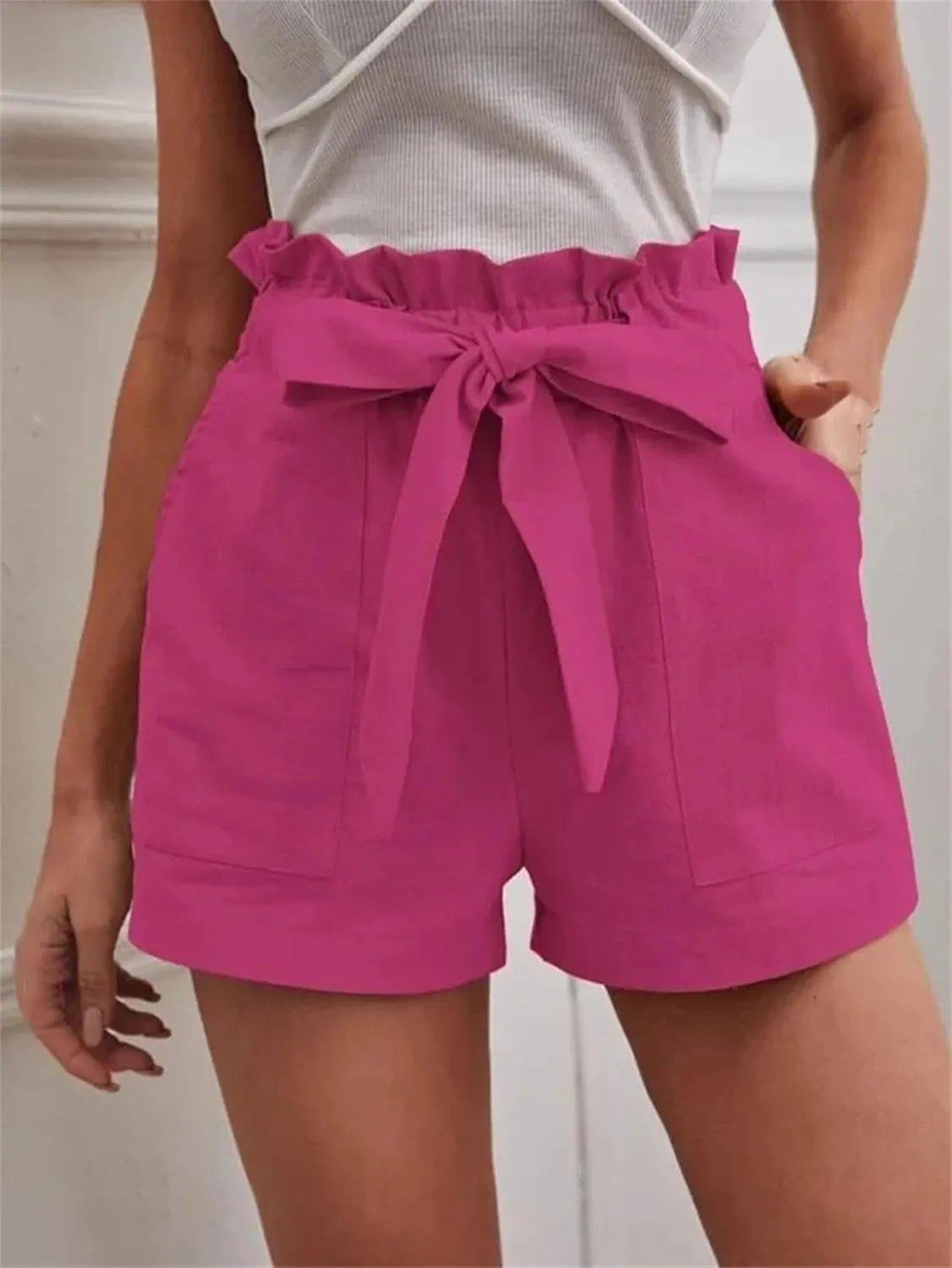 Women's Wide Leg Beach Shorts with Pockets | Breathable High Waist Lace Up Yoga Shorts | Lightweight Summer Casual Shorts