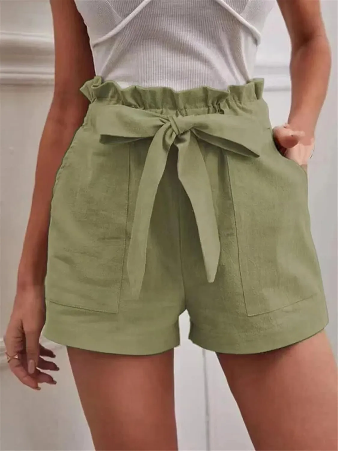 Women's Wide Leg Beach Shorts with Pockets | Breathable High Waist Lace Up Yoga Shorts | Lightweight Summer Casual Shorts