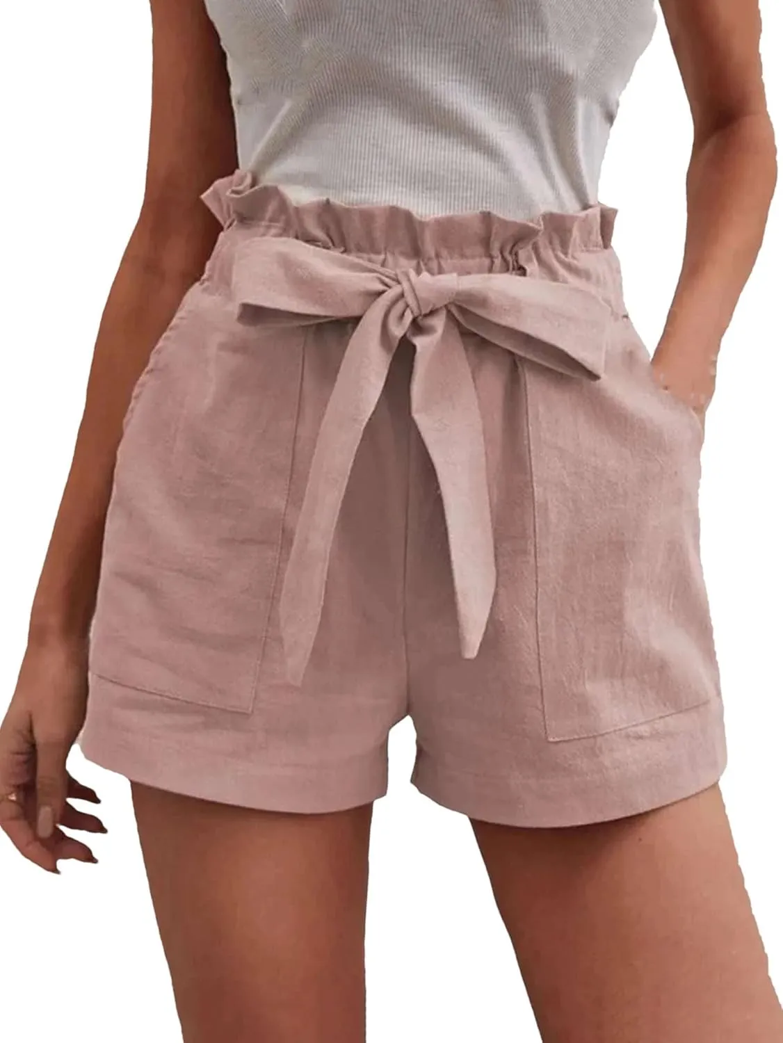 Women's Wide Leg Beach Shorts with Pockets | Breathable High Waist Lace Up Yoga Shorts | Lightweight Summer Casual Shorts