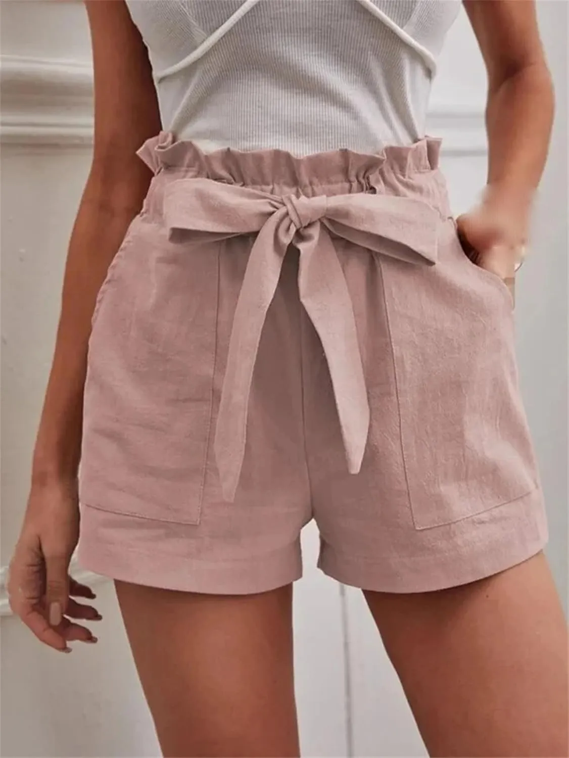 Women's Wide Leg Beach Shorts with Pockets | Breathable High Waist Lace Up Yoga Shorts | Lightweight Summer Casual Shorts