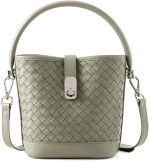 Woven bucket bag for Women,top layer sheepskin tote,Trendy shoulder bag,handbag, vegan leather crossbody bag.