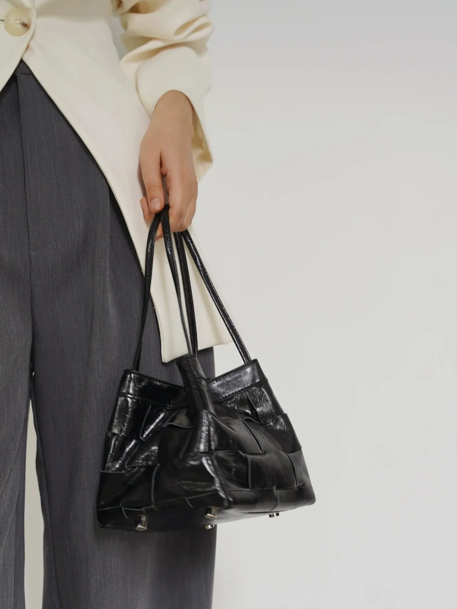 Woven Cowhide Mini Square Bag