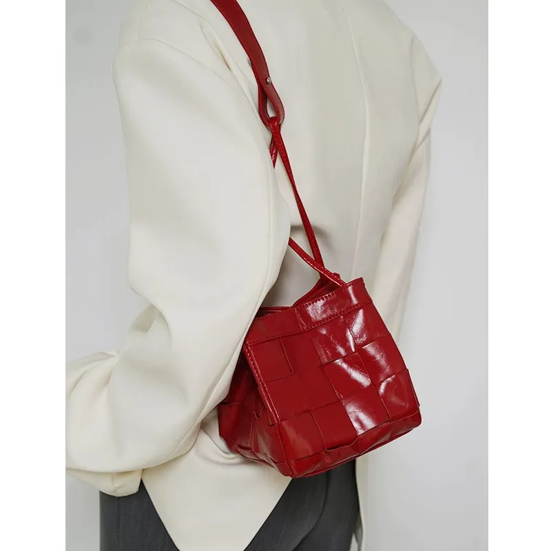 Woven Cowhide Mini Square Bag