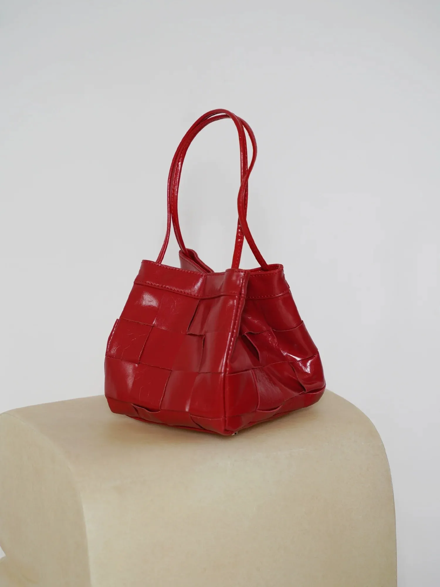 Woven Cowhide Mini Square Bag