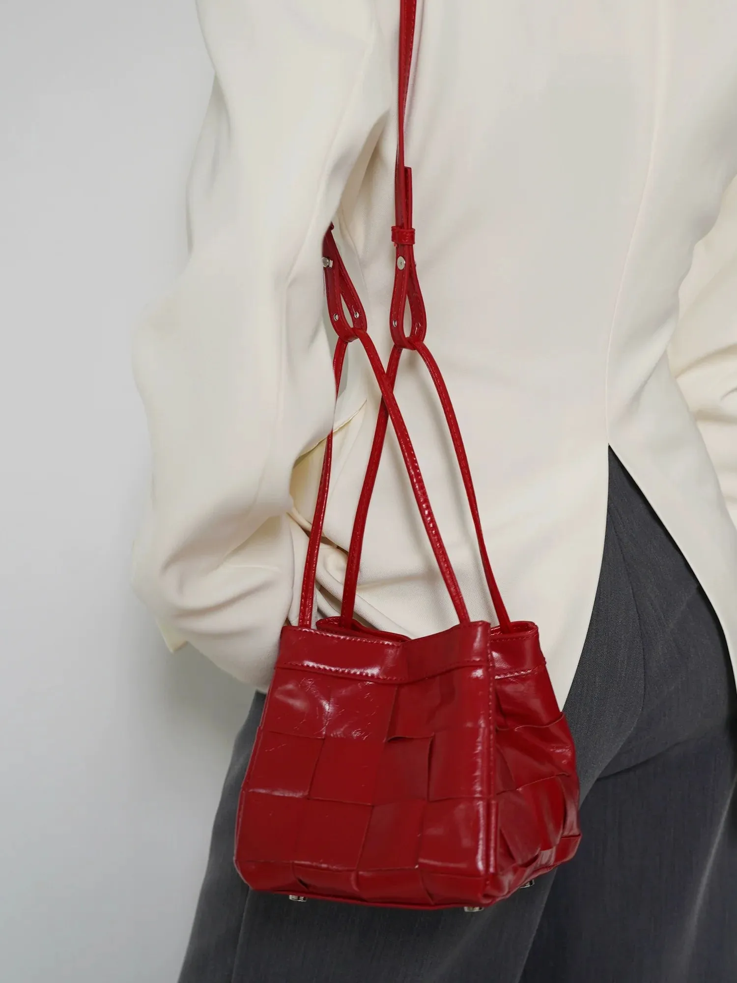 Woven Cowhide Mini Square Bag