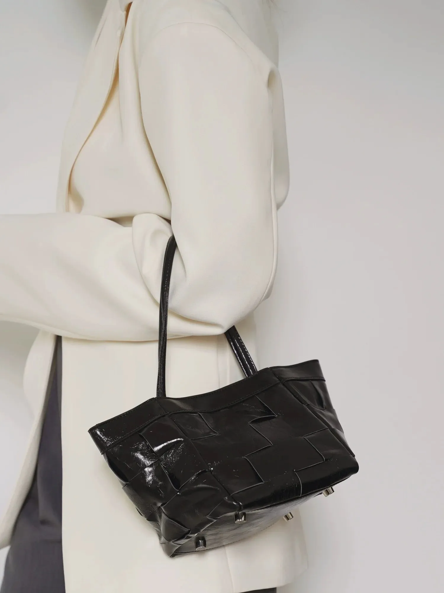 Woven Cowhide Mini Square Bag