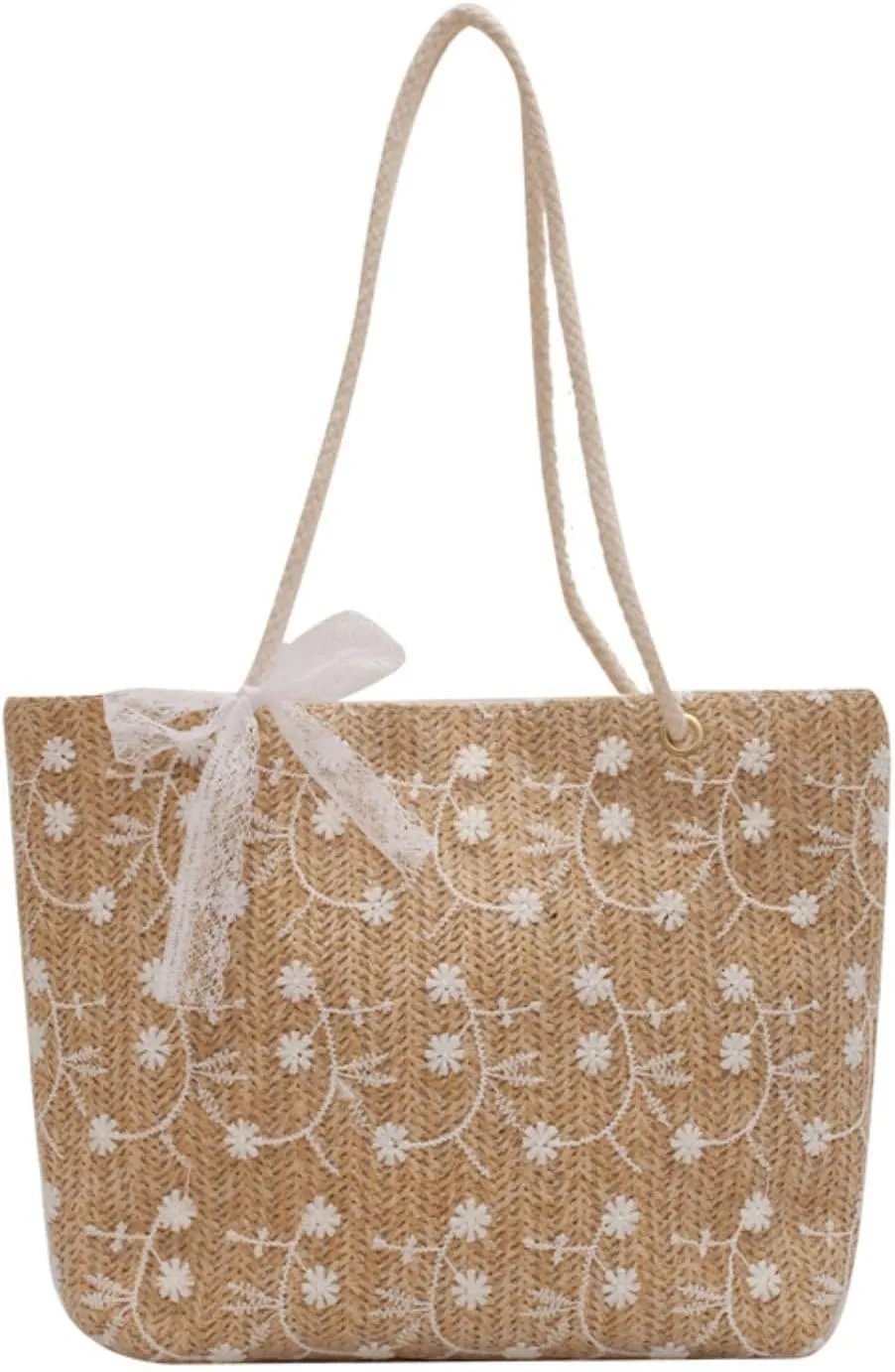 Woven Lace lunch Bag, Large Capacity Handbag, Ladies' Bucket Bento Tote