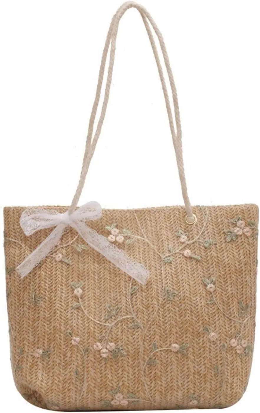 Woven Lace lunch Bag, Large Capacity Handbag, Ladies' Bucket Bento Tote