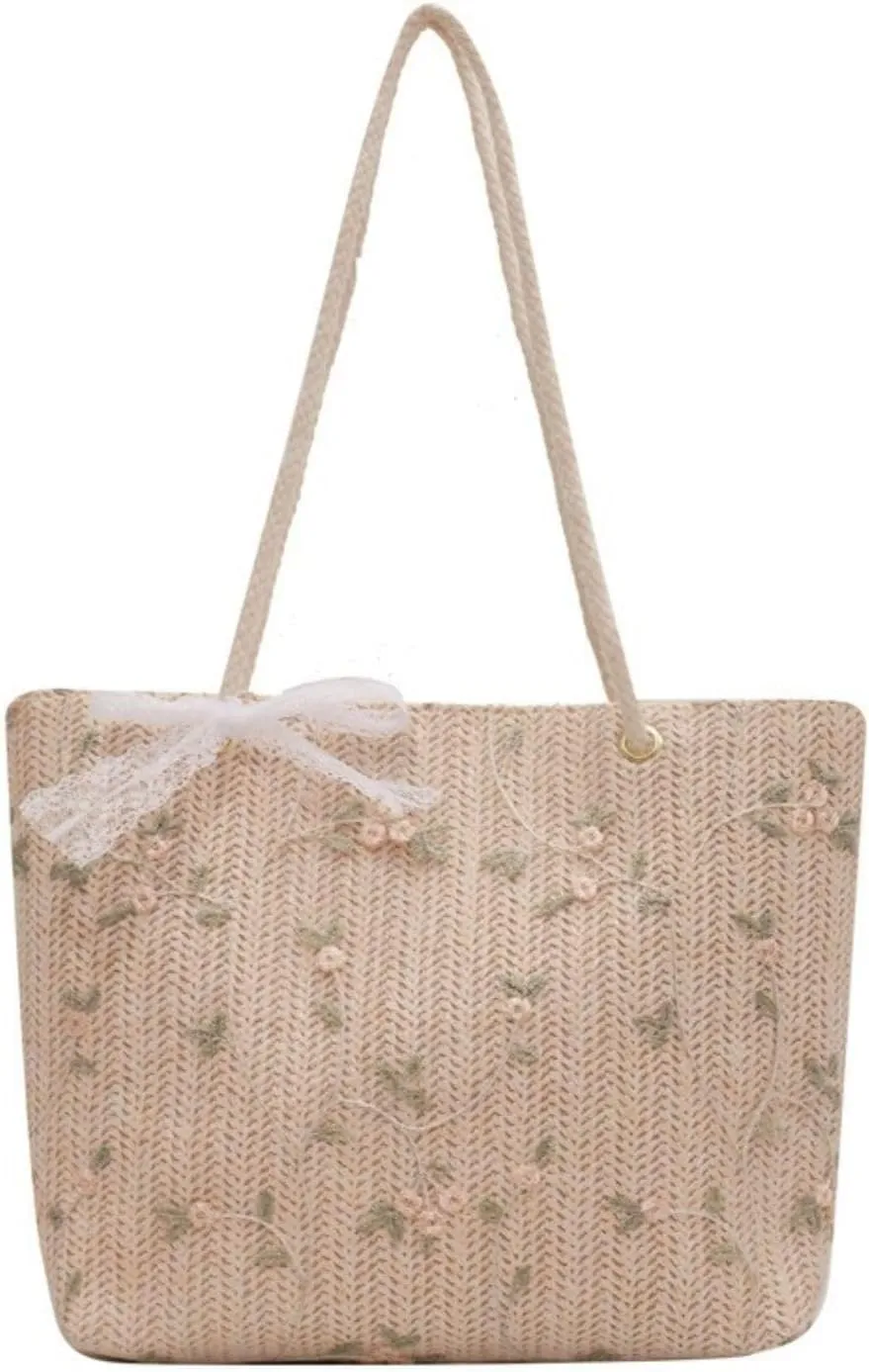 Woven Lace lunch Bag, Large Capacity Handbag, Ladies' Bucket Bento Tote