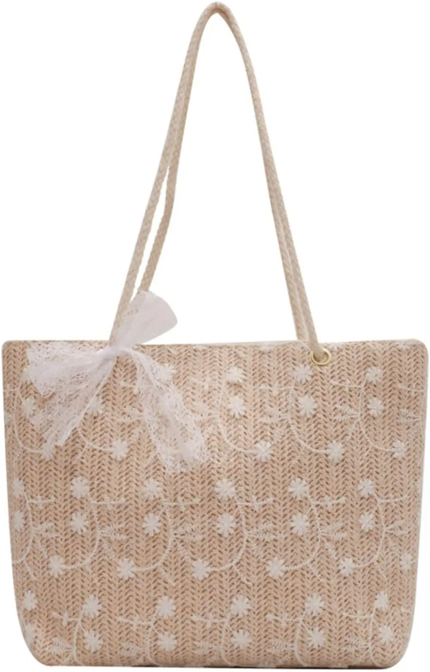 Woven Lace lunch Bag, Large Capacity Handbag, Ladies' Bucket Bento Tote