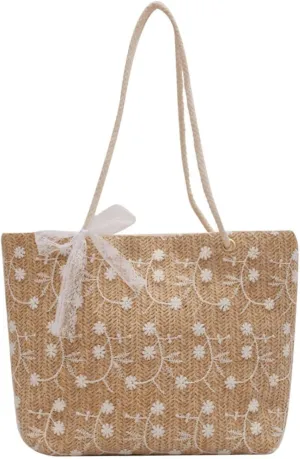 Woven Lace lunch Bag, Large Capacity Handbag, Ladies' Bucket Bento Tote