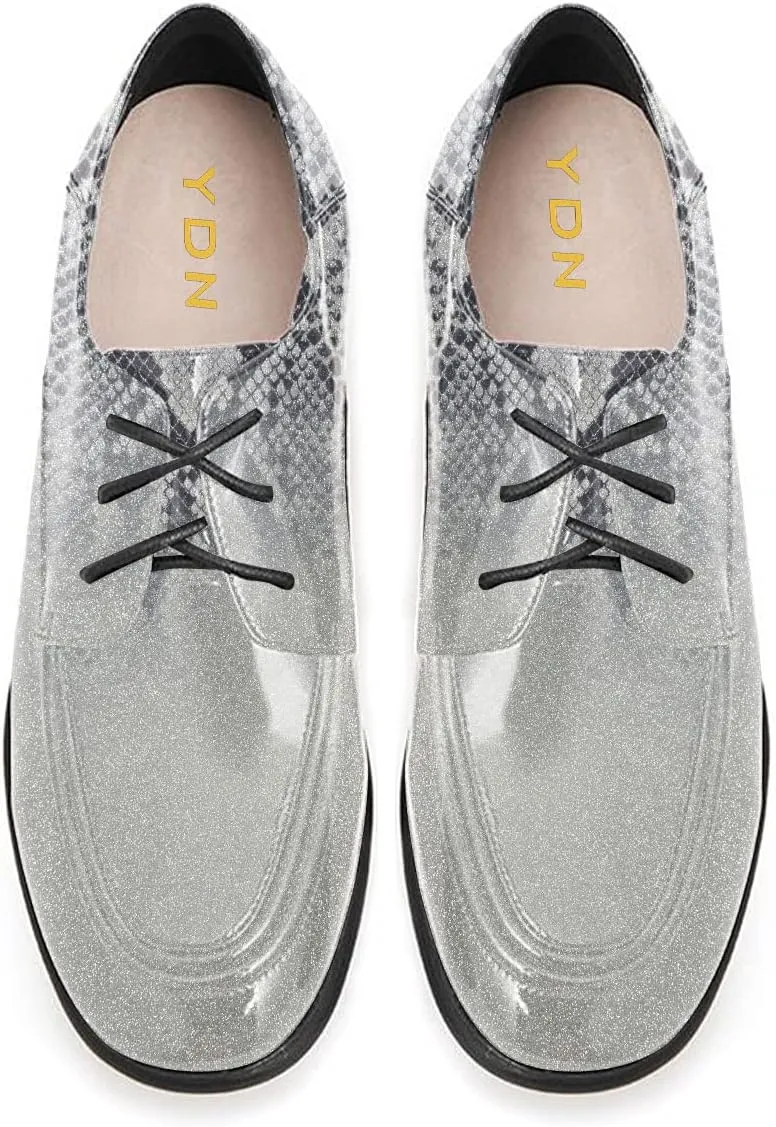 YDN Women Classic Round Toe Business Oxfords Lace Up Formal Wingtip Brogue Low Heel Dressy Shoes Size 4-15 US