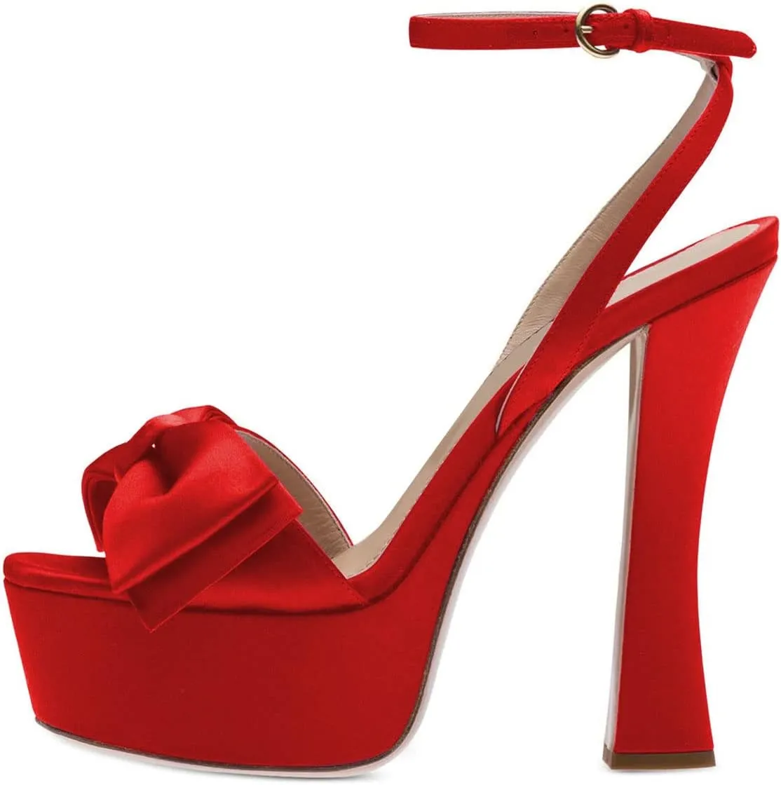 YDN Women Platform Peep Toe Sandals Bow Block High Heels Lace up Prom Evening Dress Shoes Size 4-15 US