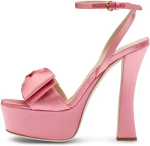YDN Women Platform Peep Toe Sandals Bow Block High Heels Lace up Prom Evening Dress Shoes Size 4-15 US