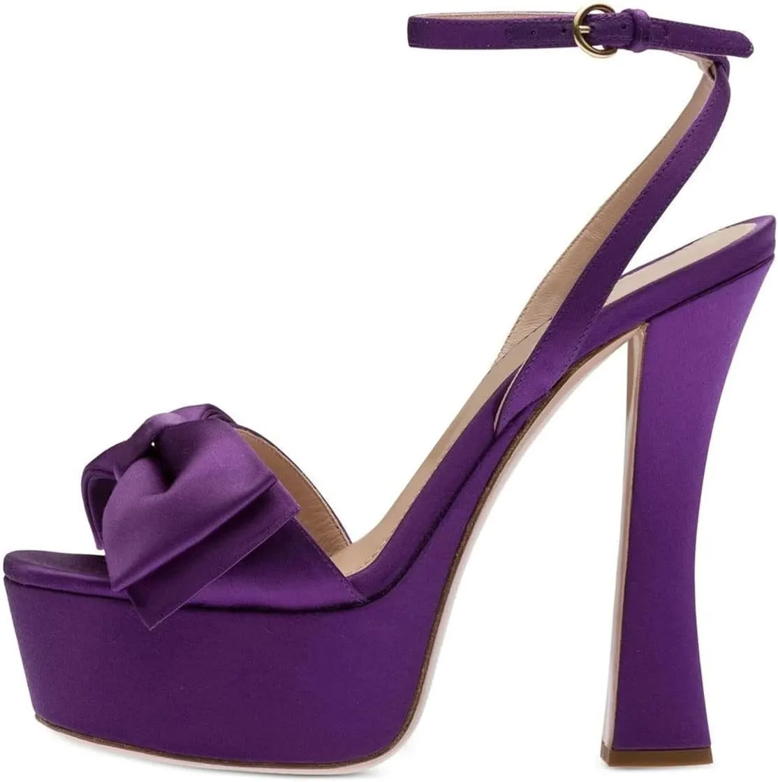 YDN Women Platform Peep Toe Sandals Bow Block High Heels Lace up Prom Evening Dress Shoes Size 4-15 US