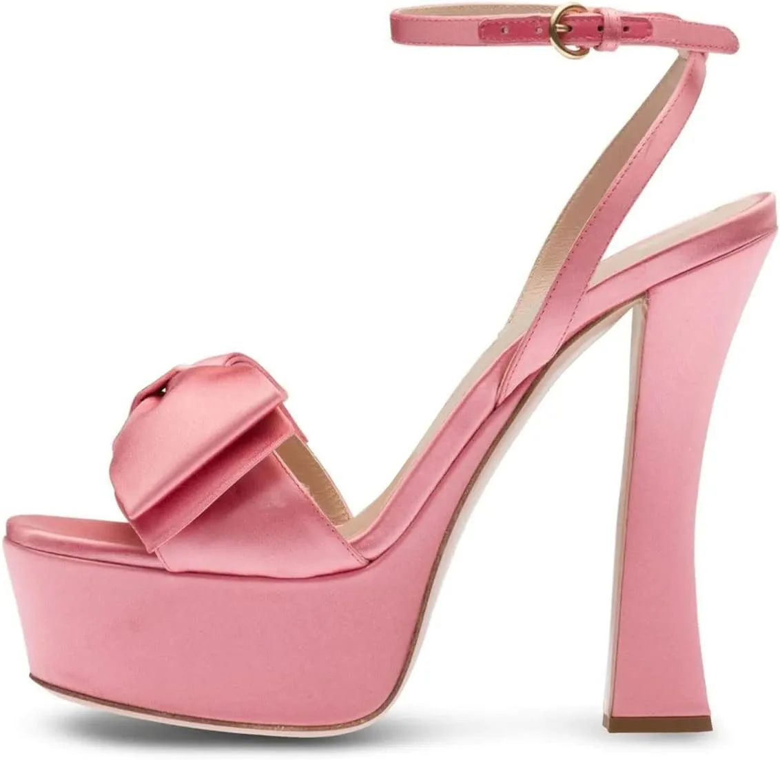 YDN Women Platform Peep Toe Sandals Bow Block High Heels Lace up Prom Evening Dress Shoes Size 4-15 US