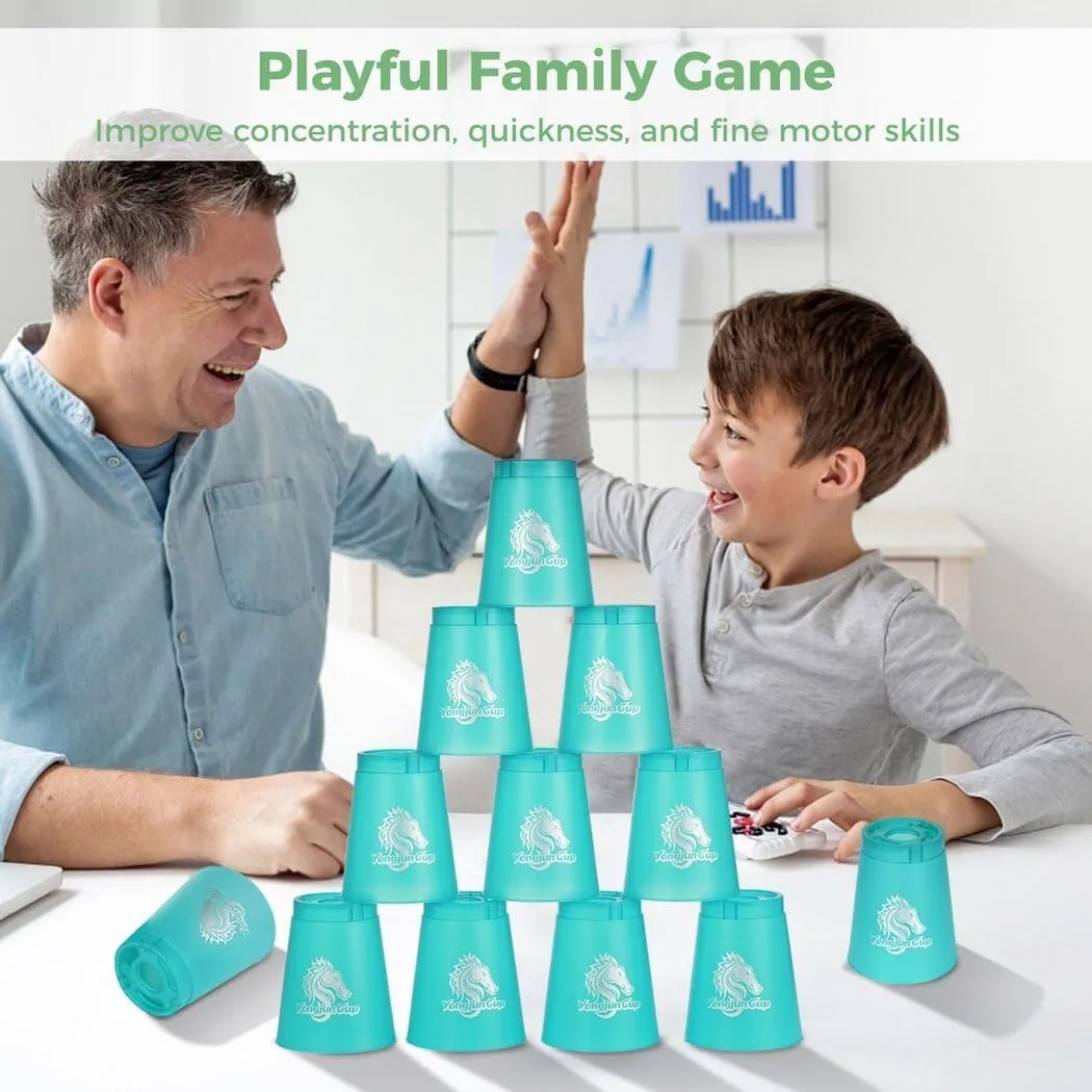 yeesport 48 Pcs Sport Stacking Cups, Sport Training Game for Challenge Competition, Plastic Stacking Cups, Classic Family Game for Kids and Adults, Red Blue Green Black