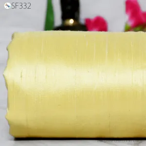 Yellow Pure Dupioni Plain Silk Indian Raw Silk Fabric by the yard Dupion Wedding Dresses Home Pillow Cushion Table Cover DIY Crafting Sewing