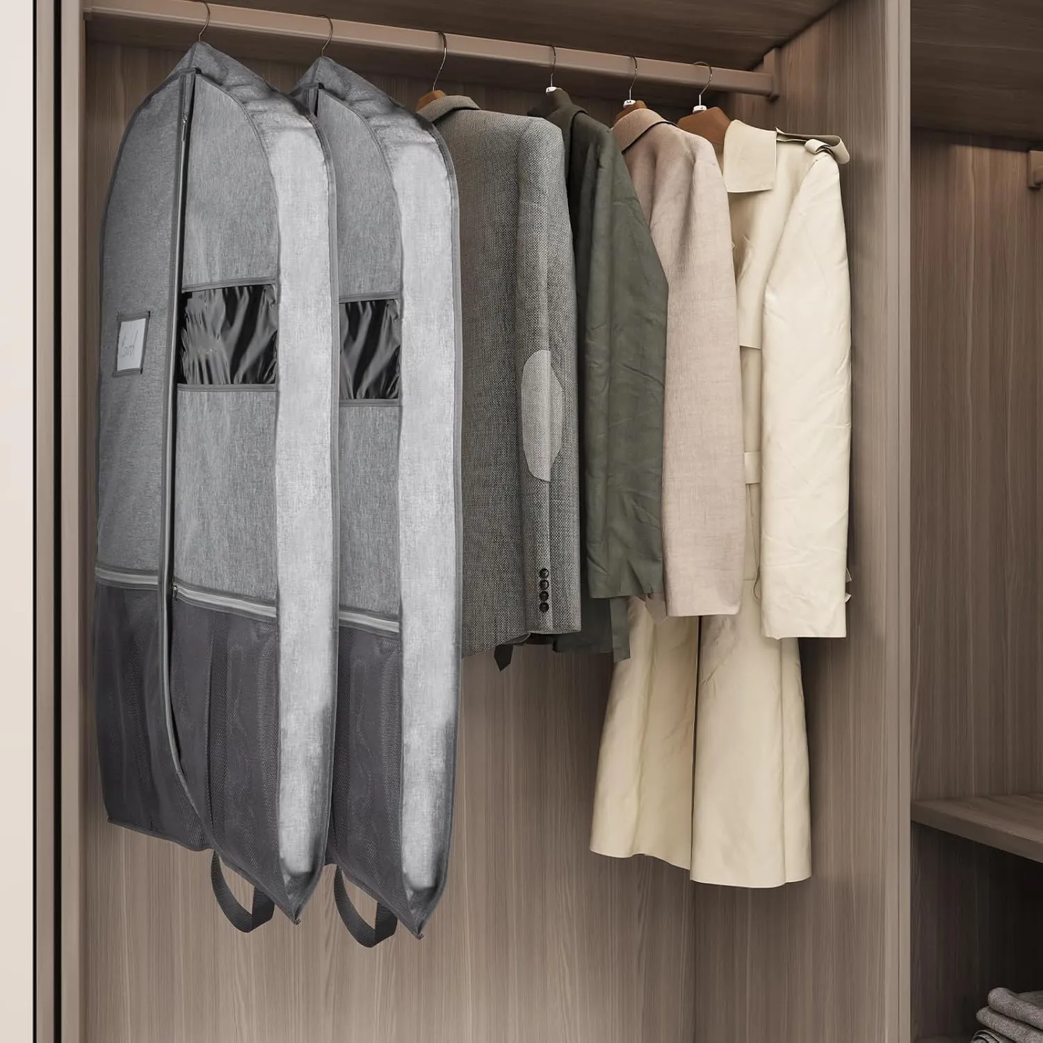 Zilink Heavy Duty Garment Bags for Travel 43”Suit Bags for Hanging Clothes Waterproof Gusseted Suit Cover Bags for Closet Storage with Handles for Suits Coats Jackets Dresses, Set of 2