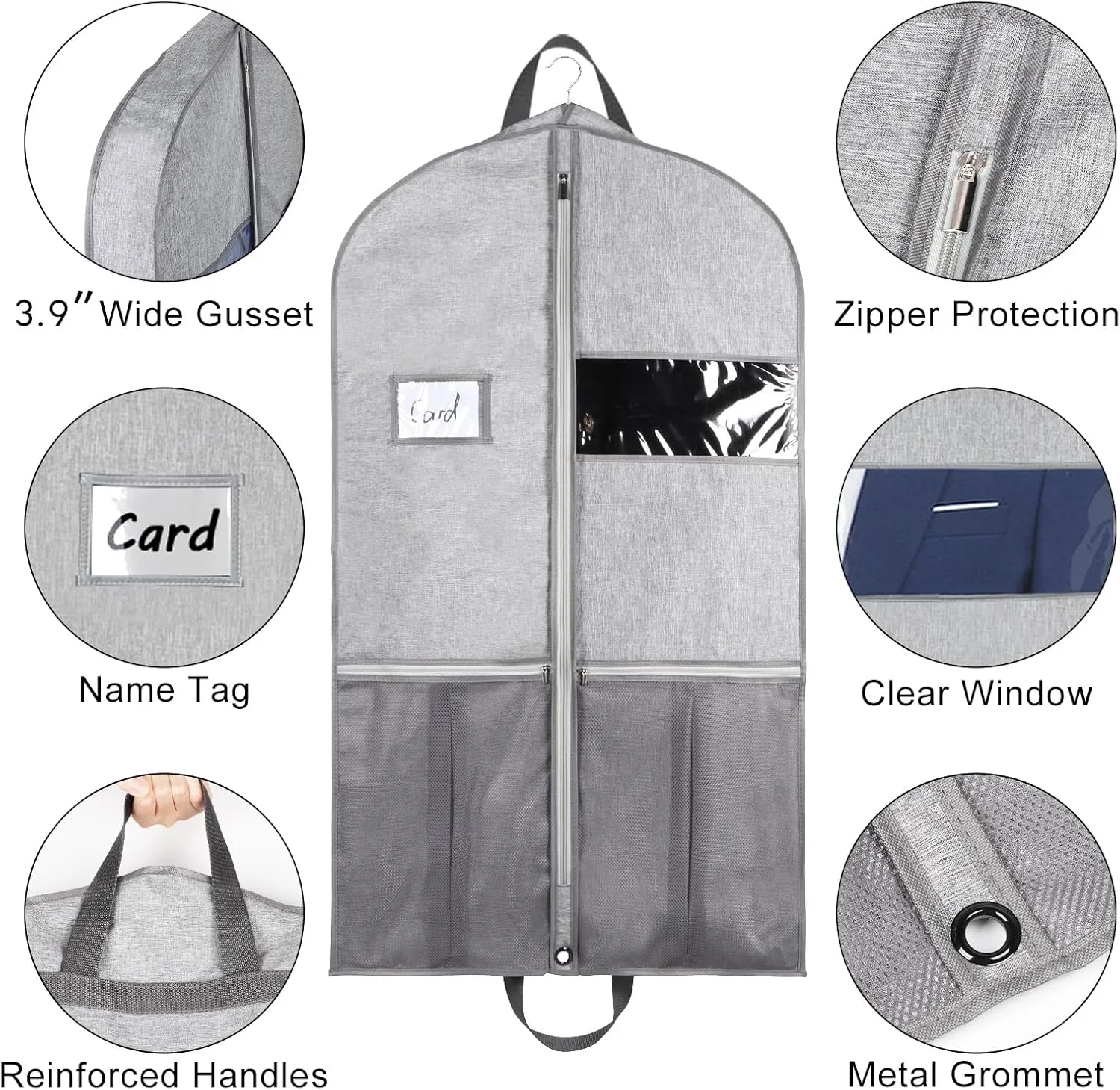 Zilink Heavy Duty Garment Bags for Travel 43”Suit Bags for Hanging Clothes Waterproof Gusseted Suit Cover Bags for Closet Storage with Handles for Suits Coats Jackets Dresses, Set of 2