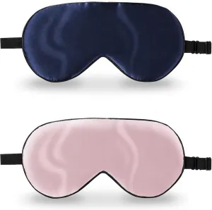 ZIMASILK 2 Pack 100% Natural Silk Sleep Mask, Adjustable Super-Smooth Soft Eye Mask for Sleep, Multiple Color Options (Navy Blue   Pink)