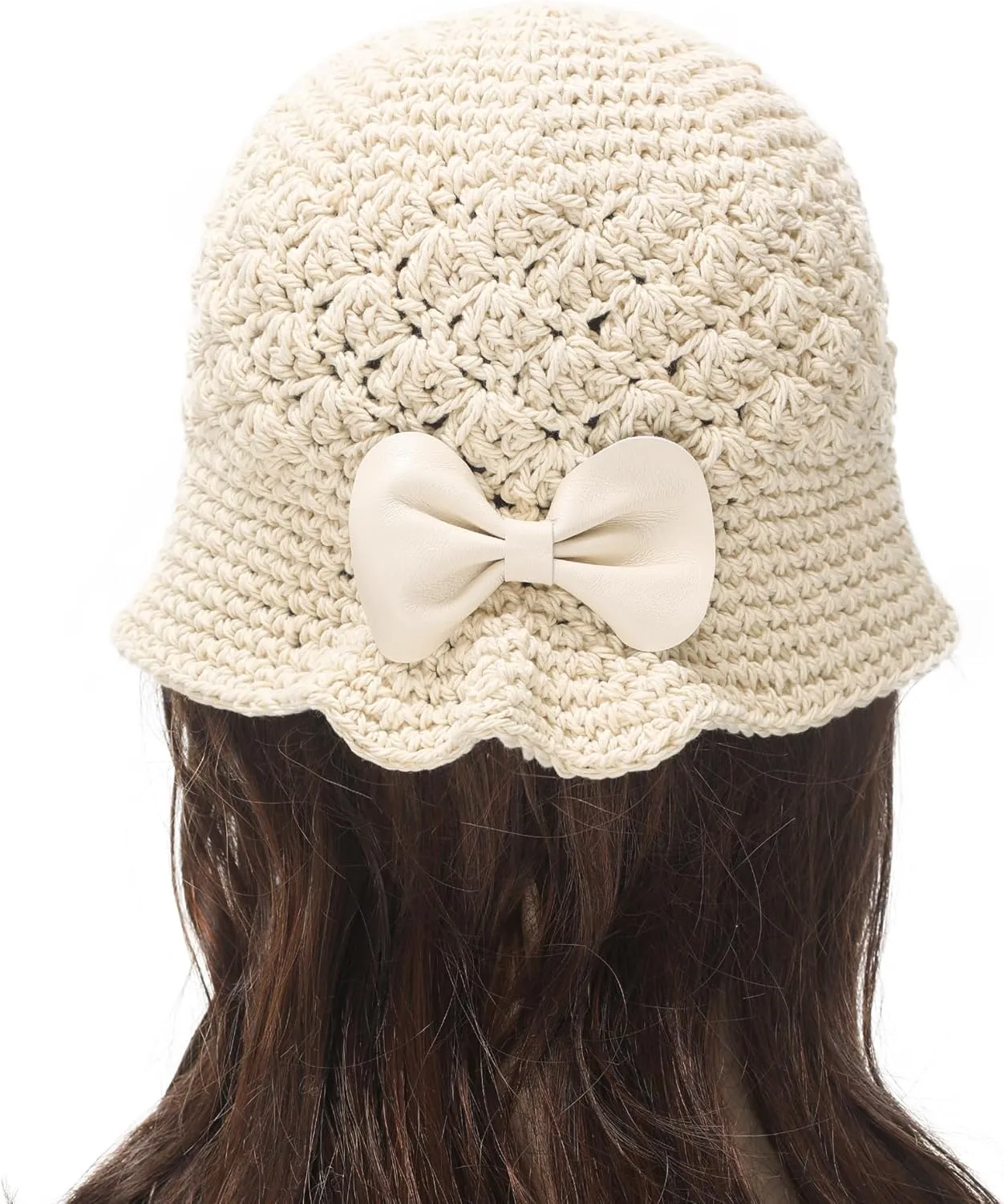 ZLYC Women Winter Crochet Bucket Hat Handmade Cotton Knit Cloche Bowler Hats
