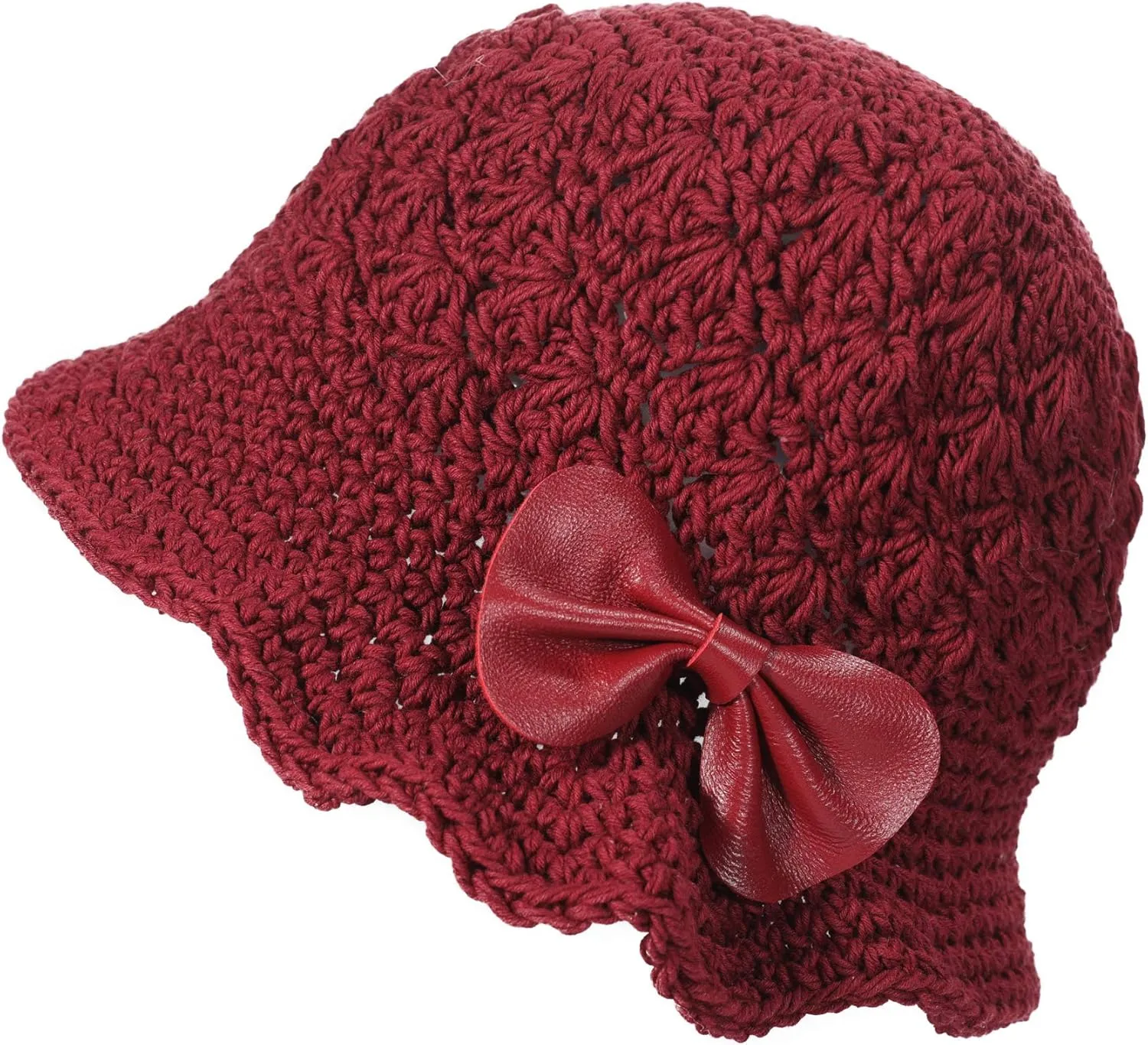 ZLYC Women Winter Crochet Bucket Hat Handmade Cotton Knit Cloche Bowler Hats