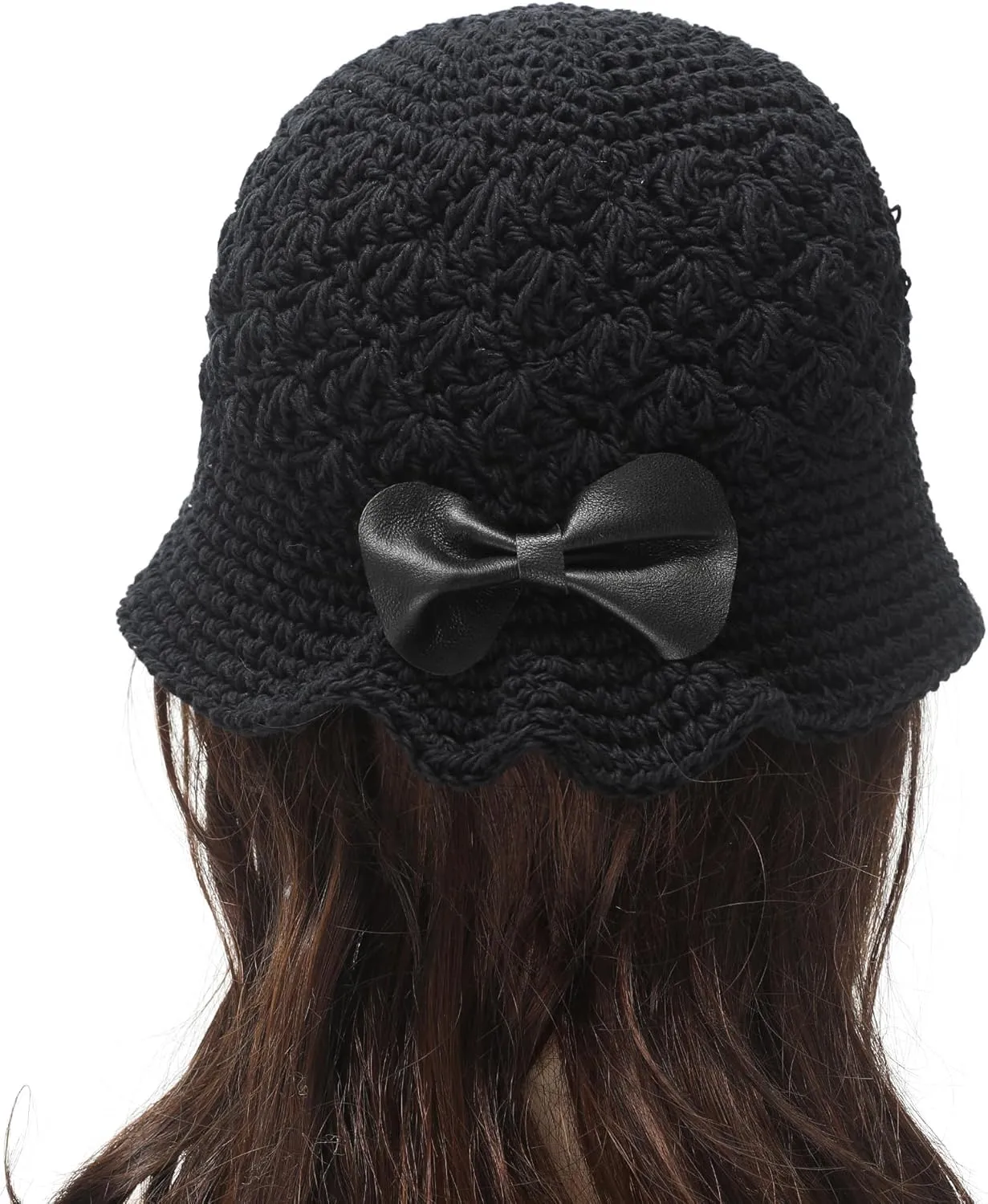 ZLYC Women Winter Crochet Bucket Hat Handmade Cotton Knit Cloche Bowler Hats