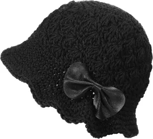 ZLYC Women Winter Crochet Bucket Hat Handmade Cotton Knit Cloche Bowler Hats