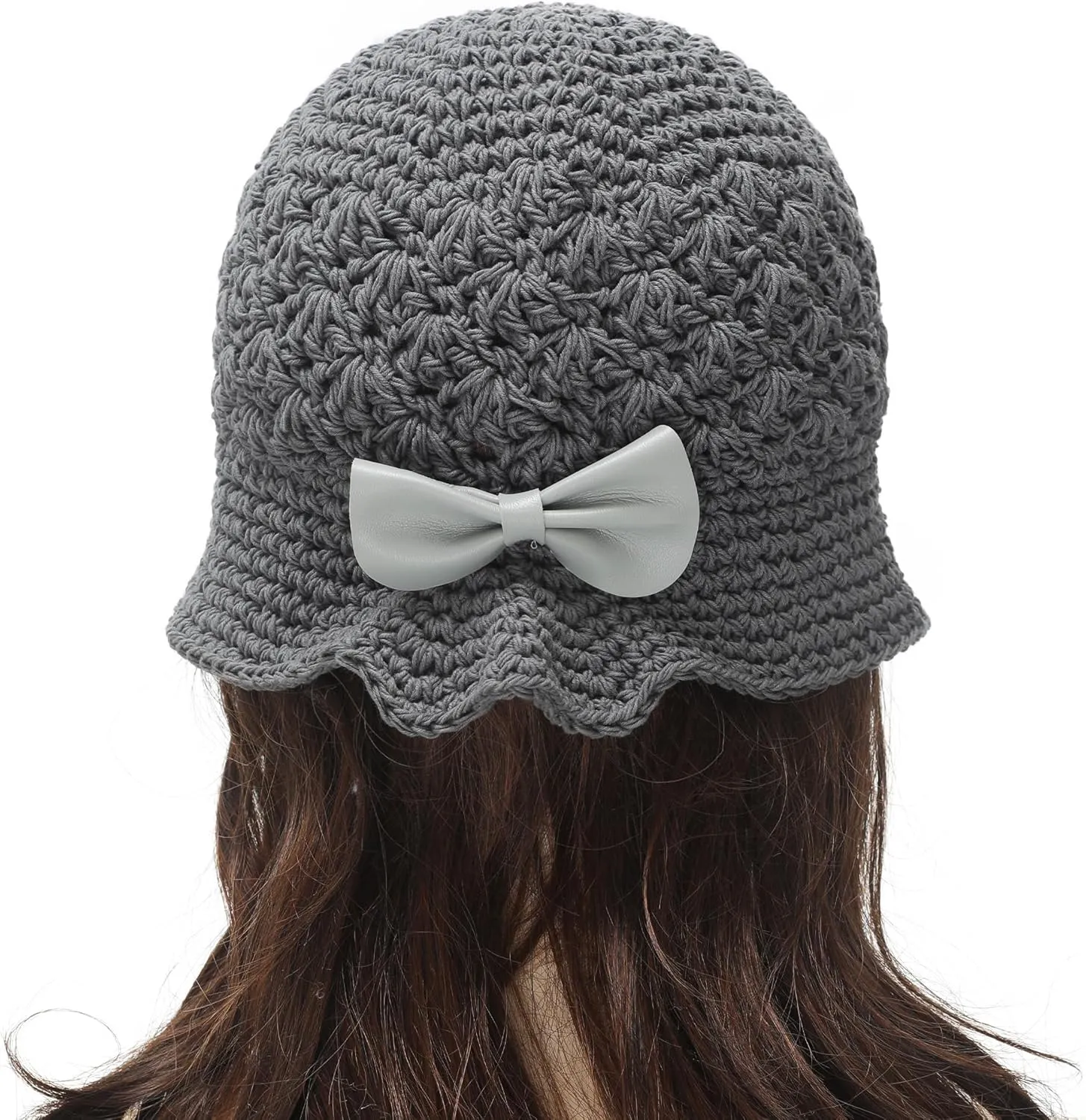 ZLYC Women Winter Crochet Bucket Hat Handmade Cotton Knit Cloche Bowler Hats