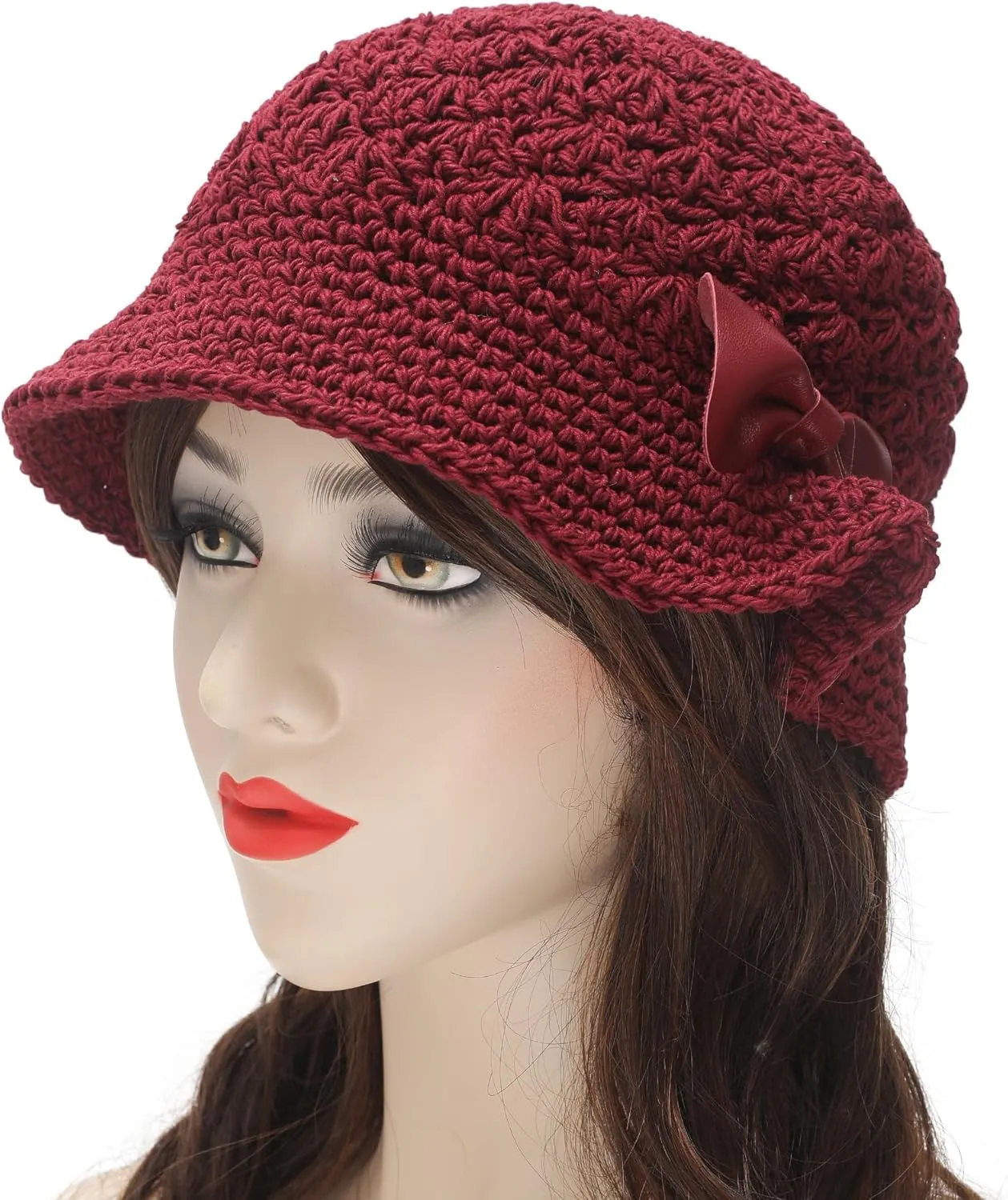 ZLYC Women Winter Crochet Bucket Hat Handmade Cotton Knit Cloche Bowler Hats