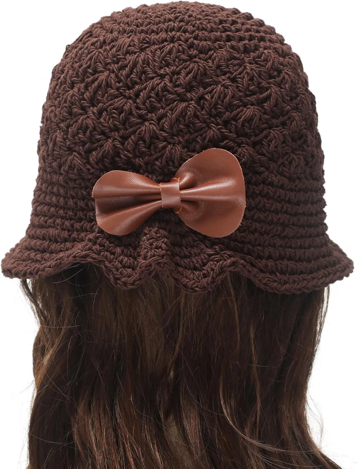 ZLYC Women Winter Crochet Bucket Hat Handmade Cotton Knit Cloche Bowler Hats