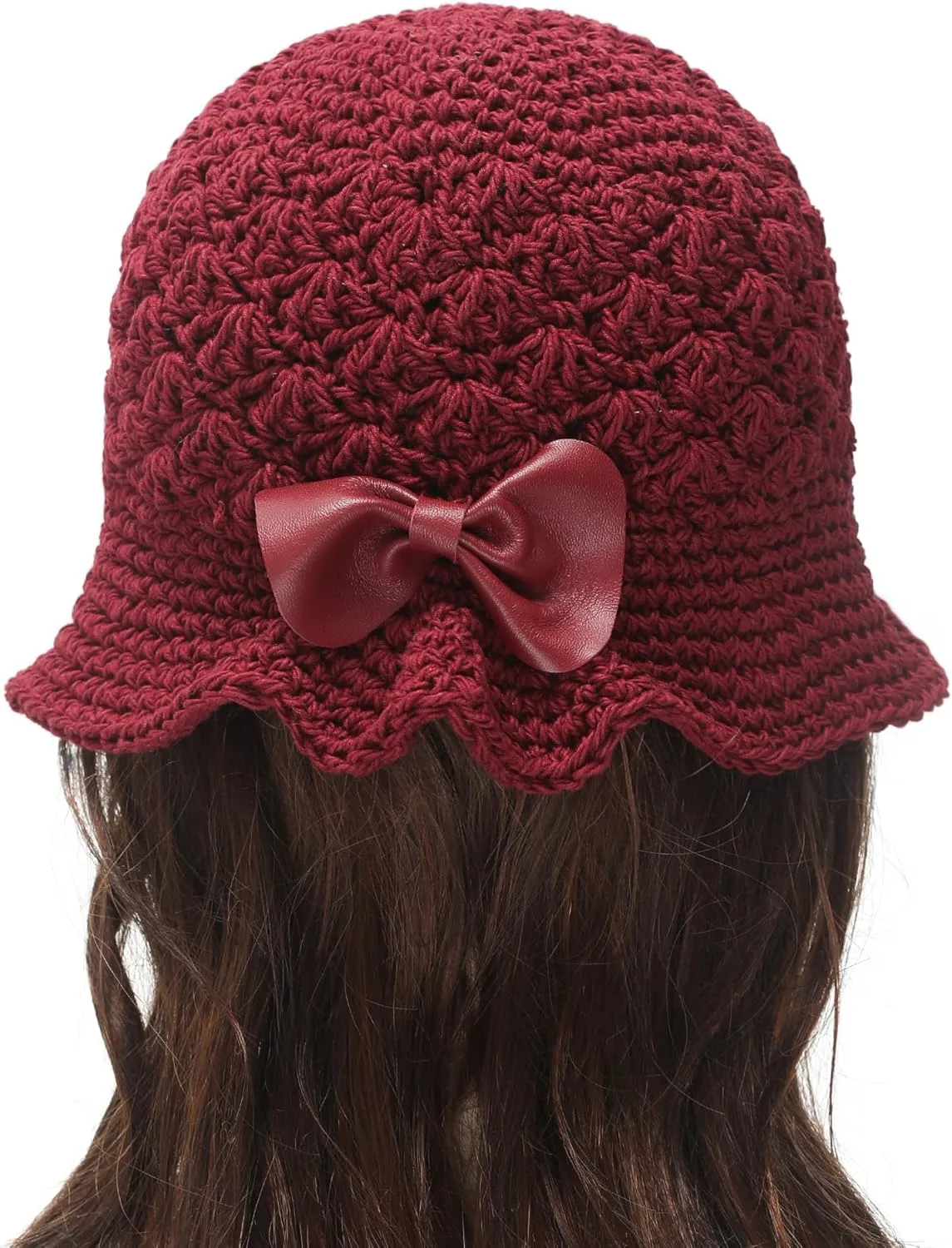 ZLYC Women Winter Crochet Bucket Hat Handmade Cotton Knit Cloche Bowler Hats